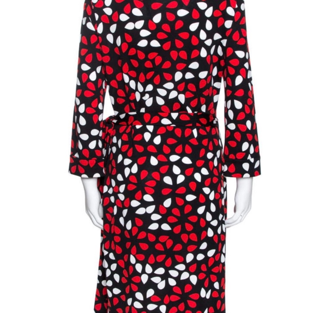 ✨ICONIC✨ Diane von Furstenberg Geometric Long Sleeve Wrap Dress Size 6 - Picture 2 of 7